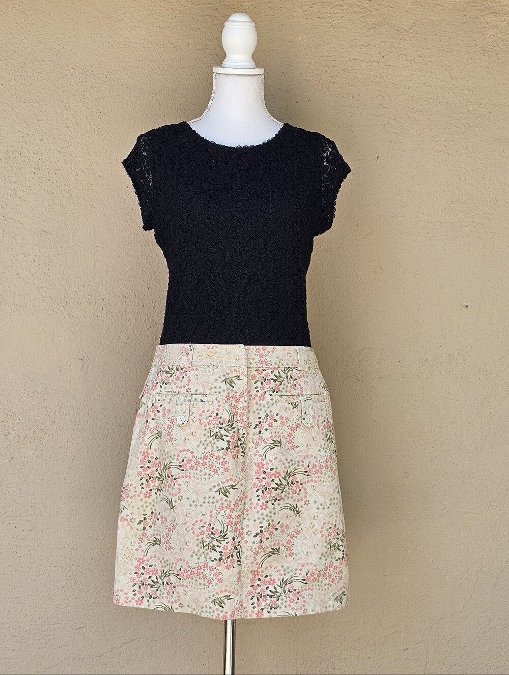Ann Taylor Cotton Utility Style Floral Pastel 100% Cotton Sz 10